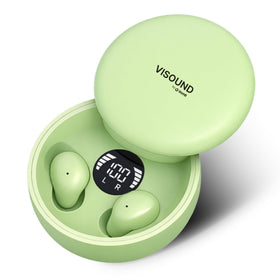 VISOUND VionB Air zero-stem invisible design in sage green for discreet listening and comfort.