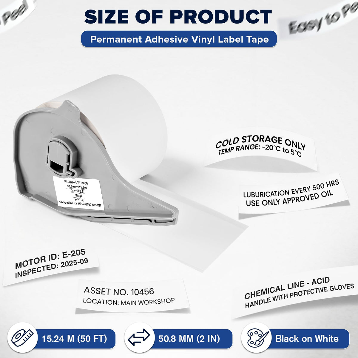 VitaFlow Tool extreme temperature label withstands cold and heat