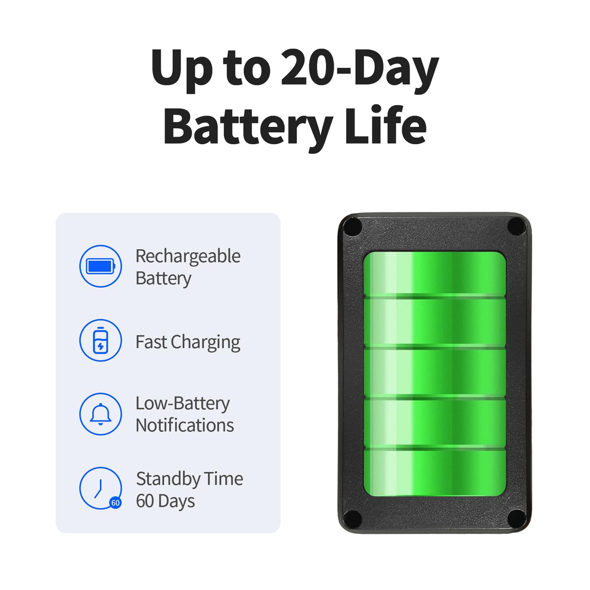 VITALGLOW GPS Tracker long battery life with fast charging for extended use