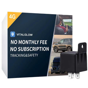VITALGLOW GPS tracker with remote kill switch for vehicle security.