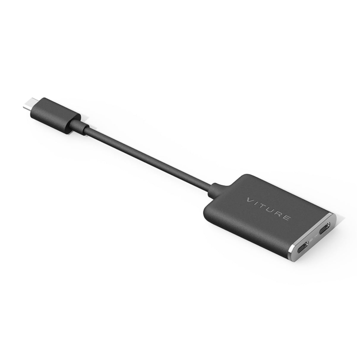 VITURE adapter front view showing ports and compact design for convenient charging
