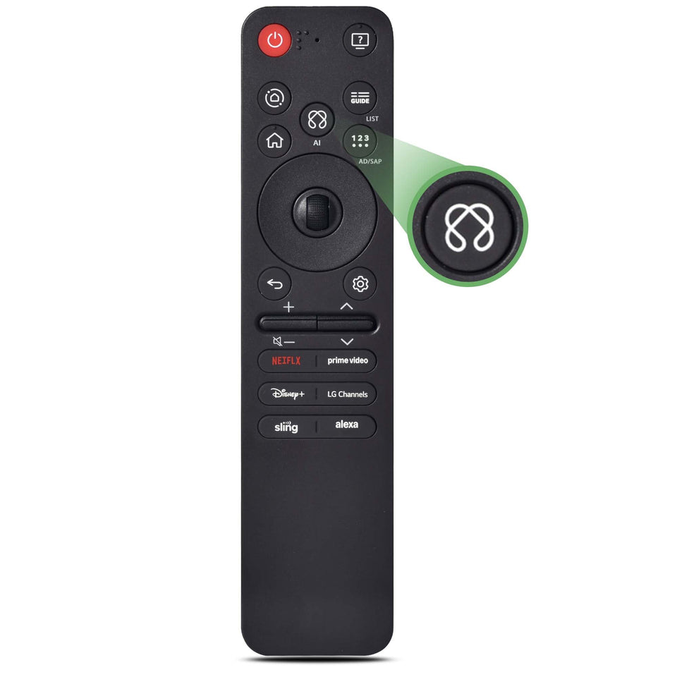 VIVCASE remote front view showing buttons and layout, simplifies TV control