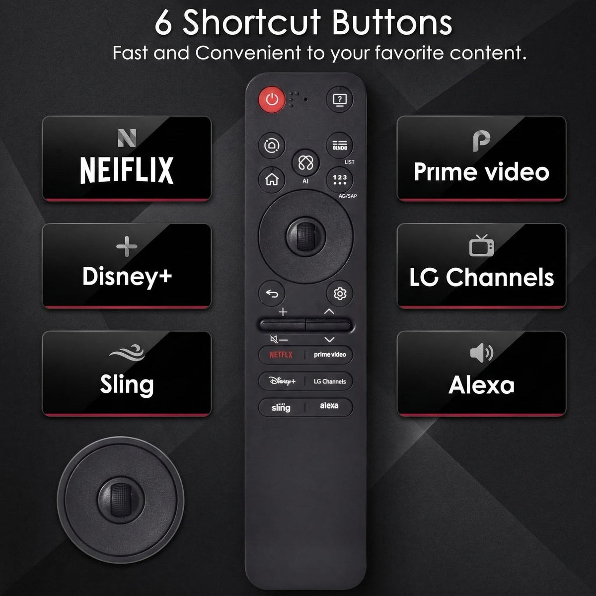 VIVCASE remote pointer in use on LG TV, faster menu navigation benefit