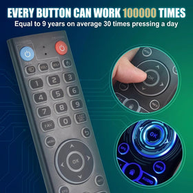 VIVCASE remote LED in learning mode indicating successful TV key programming