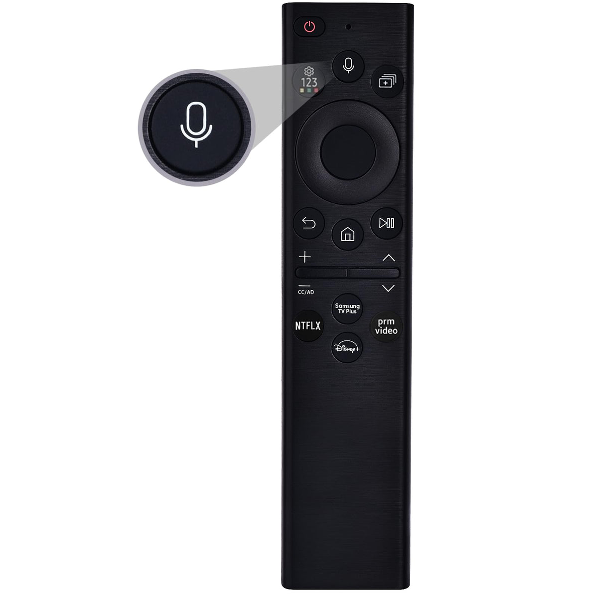 VIVCASE replacement voice remote for Samsung TV, front view, slim grip for easy control.