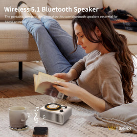 Vivilumens speaker in imitation leather gift-box packaging, ready to gift.
