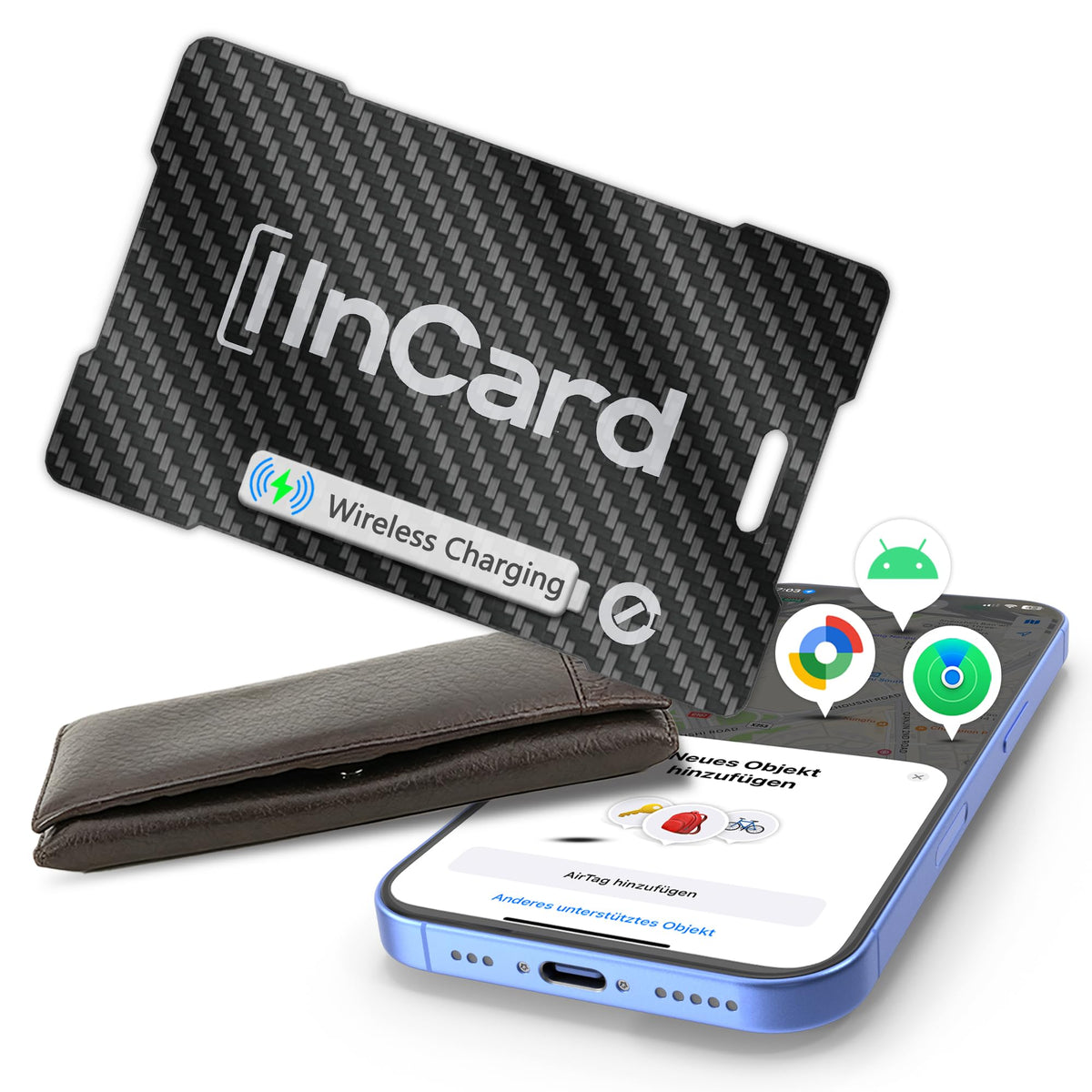 Vivitagx Ultra-Thin Air Tag wallet tracker showing slim design for easy everyday item tracking.