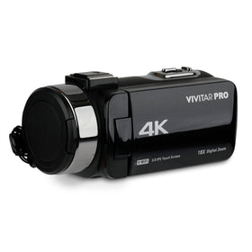Vivitar 4K video camera front view for crisp vlogging in varied settings