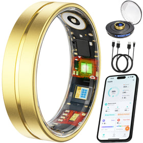 VIVIYO smart ring front view in matte gold showing sleek design and comfortable wear