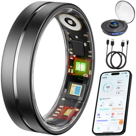 VIVIYO ring front view showing matte black finish and sleek design benefit: discreet monitoring