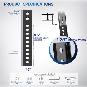 VIVO AD165 extender shows a 6.5 inch extension for flexible ceiling installation