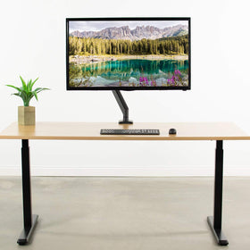 Compact plate keeps a clean look on desks or entertainment centers.