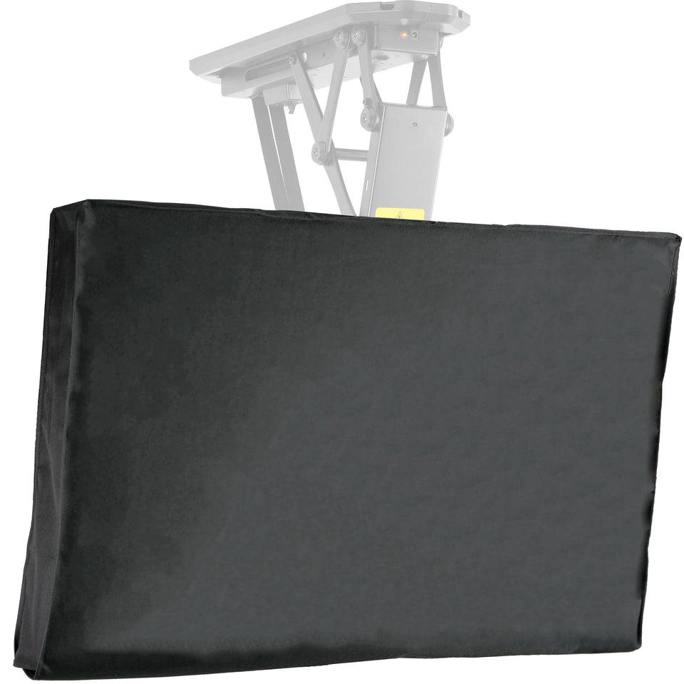 VIVO cover front view protecting a ceiling-mounted TV with clear weatherproof benefit