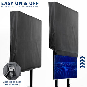 VIVO cover on mounted ceiling TV in outdoor patio scene providing protection benefit