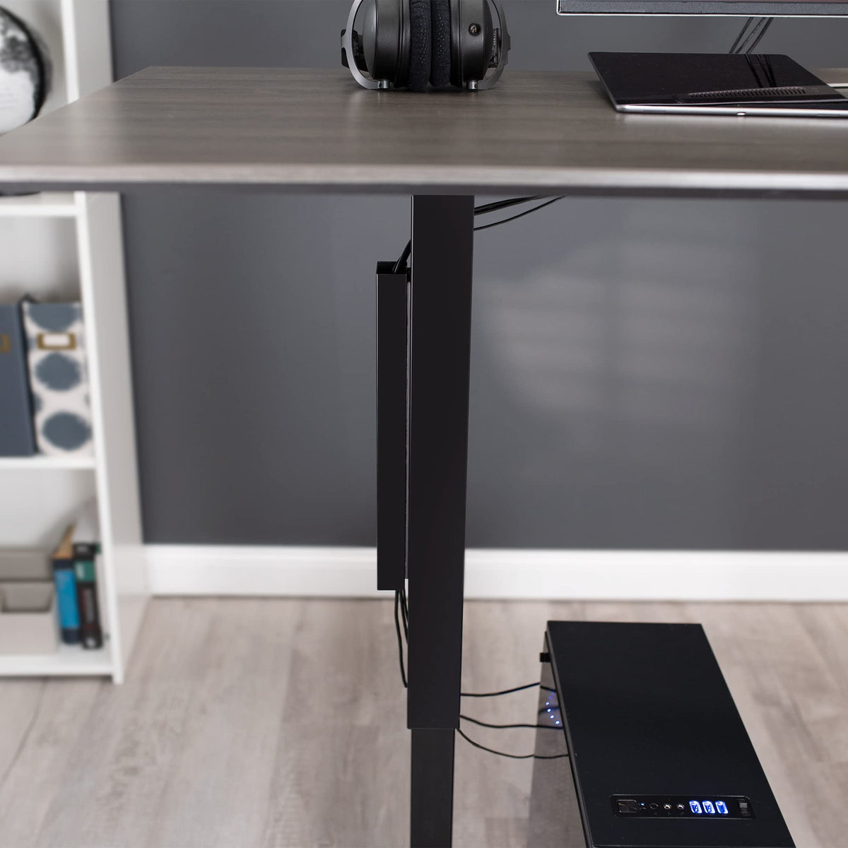 VIVO DESK-AC01-1MB inner compartment stores multiple cords neatly.