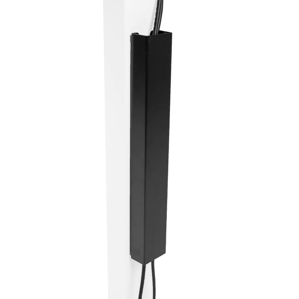 VIVO DESK-AC01-1MB magnetic cable channel on a steel desk leg for tidy wires.