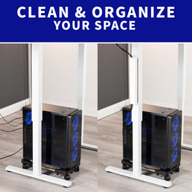 VIVO desk leg cable-management magnetic strip keeps wires out of the way.