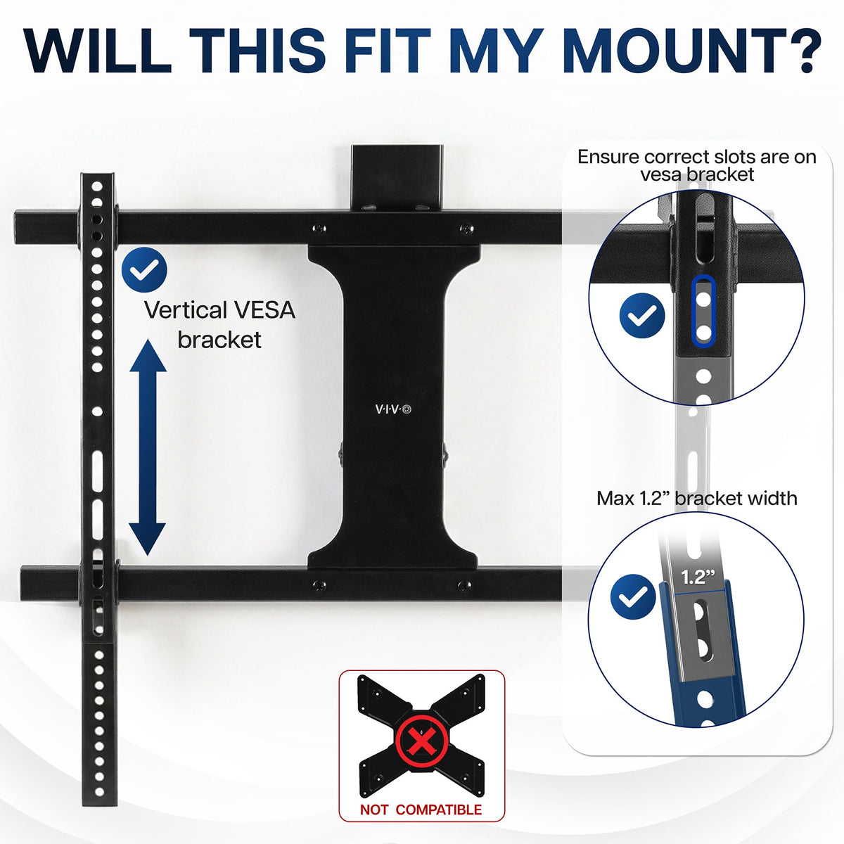 VIVO extender increases vertical VESA range to fit more ceiling mount options