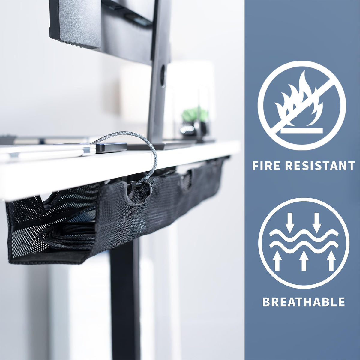 VIVO flame-resistance label highlighting safety benefit of material