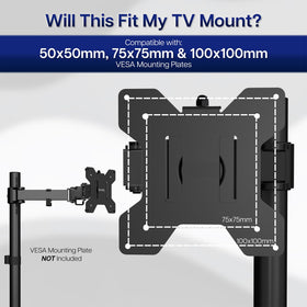 Low profile black finish blends with most screens and mounts.