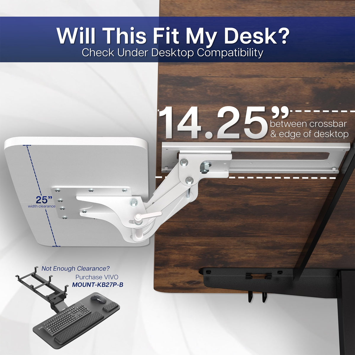 VIVO MOUNT-KB03W keyboard slide track enables easy forward-and-back positioning