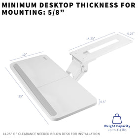 VIVO MOUNT-KB03W plush padding cushions wrists during use