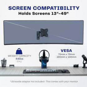 VIVO MOUNT-VW01M low-profile design saves desk space when stowed