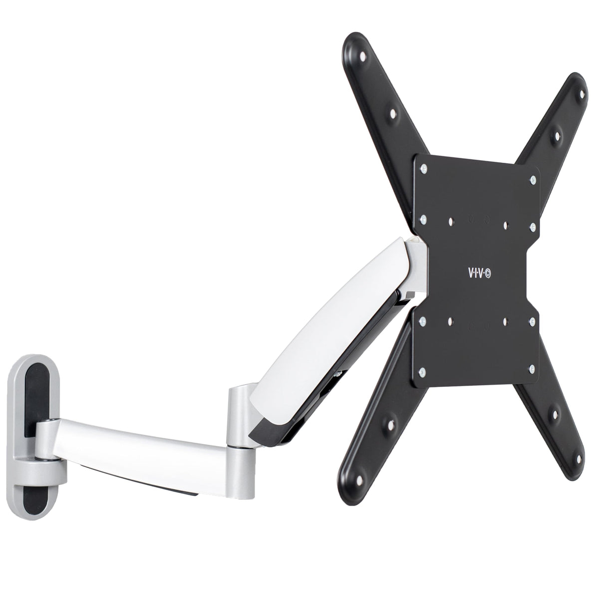 VIVO front view of full TV wall mount showing clean silver finish and sturdy bracket benefit