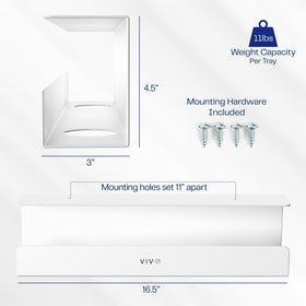 VIVO tray mounted under desk with ruler showing scale and discreet placement