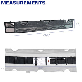 VIVO mounted net holding a power strip for clutter-free workspace