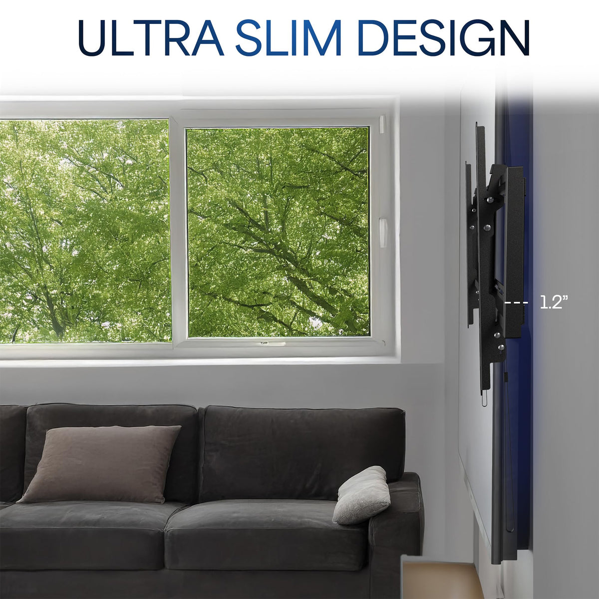 VIVO MountVW075F low-profile design sits 1.2 inches from the wall.