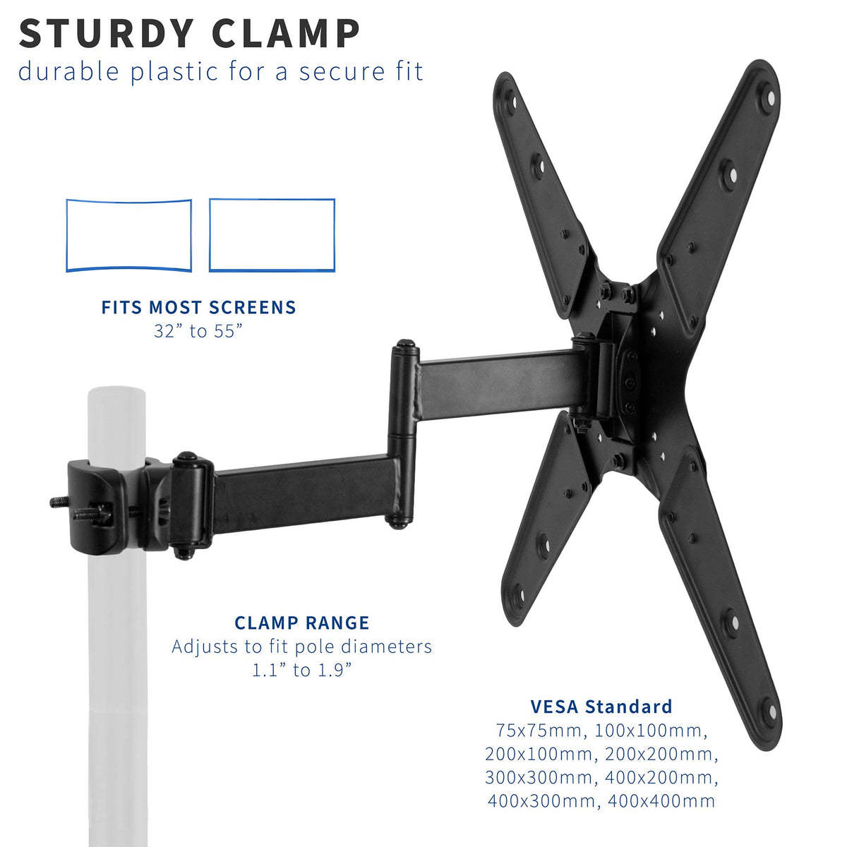 VIVO removable VESA plate close-up for easy TV attachment and quicker installation