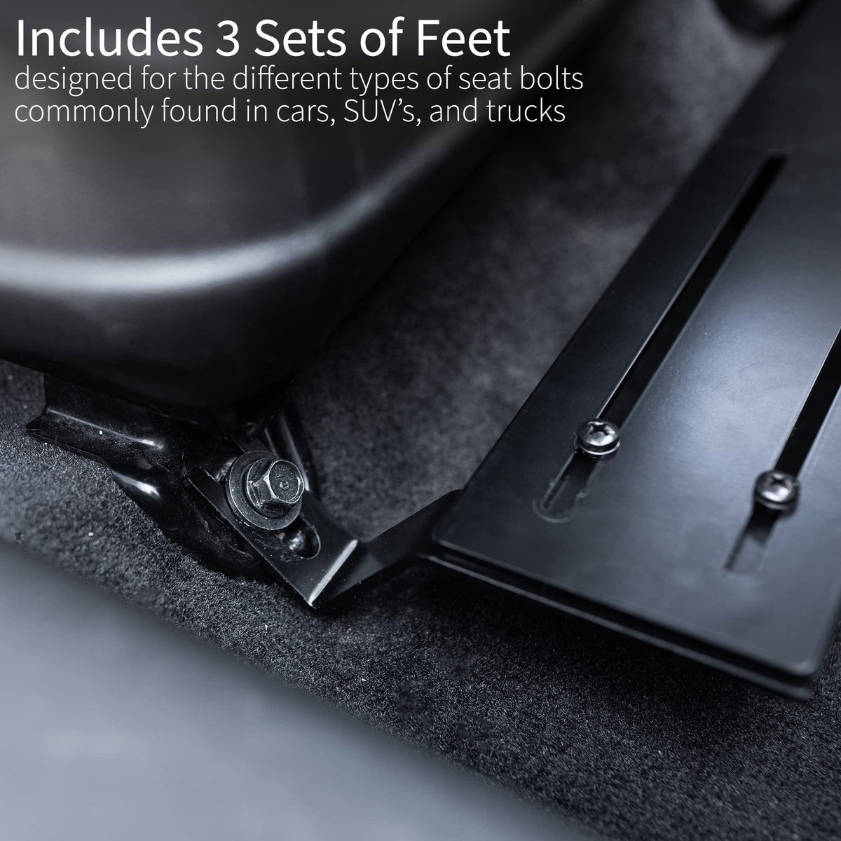 VIVO Single Laptop Car Mount sturdy-base anchors to angled seat bolts for stability
