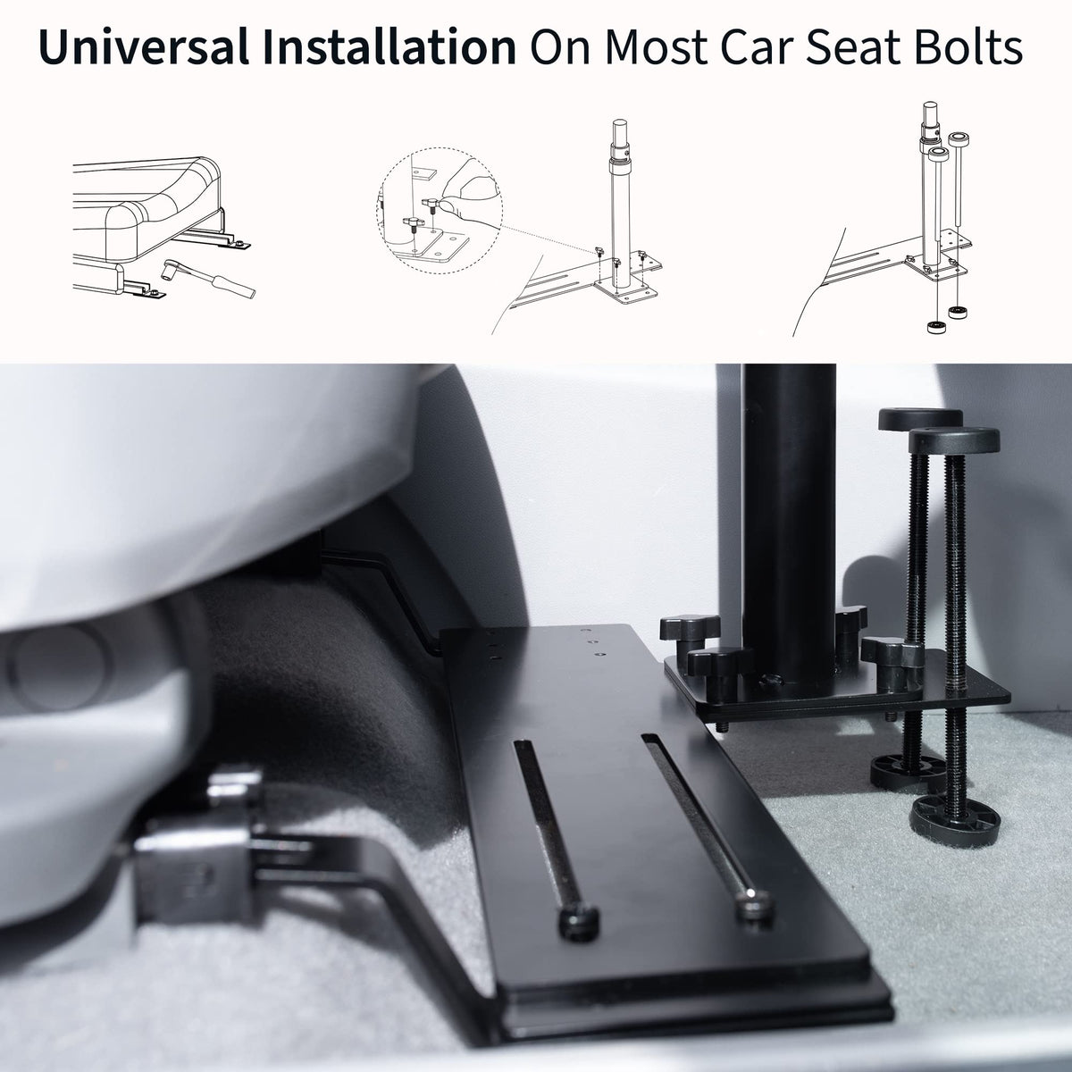 VIVO Single Laptop Car Mount height-extension demonstrates telescopic pole adjustability