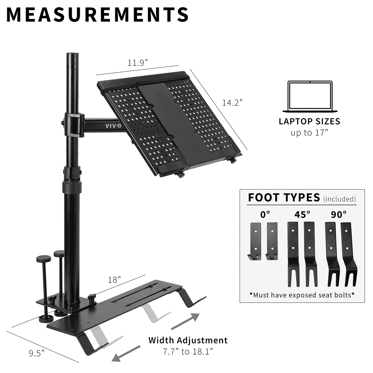 VIVO Single Laptop Car Mount mounted in car shows secure tray holding laptops up to 17 inches