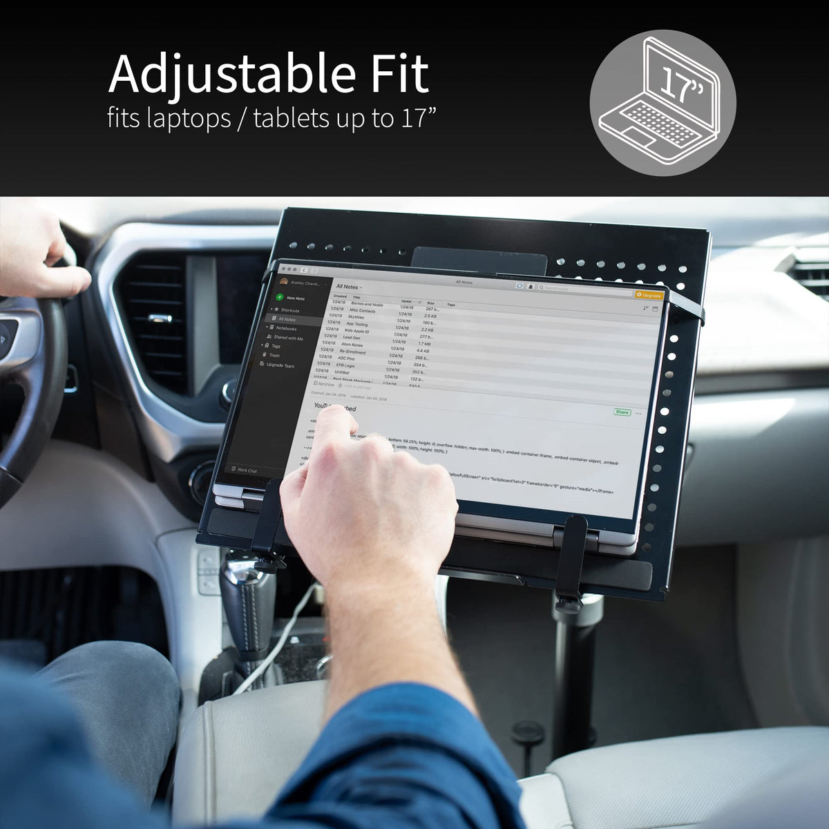 VIVO Single Laptop Car Mount quick-disconnect makes detaching easy when needed