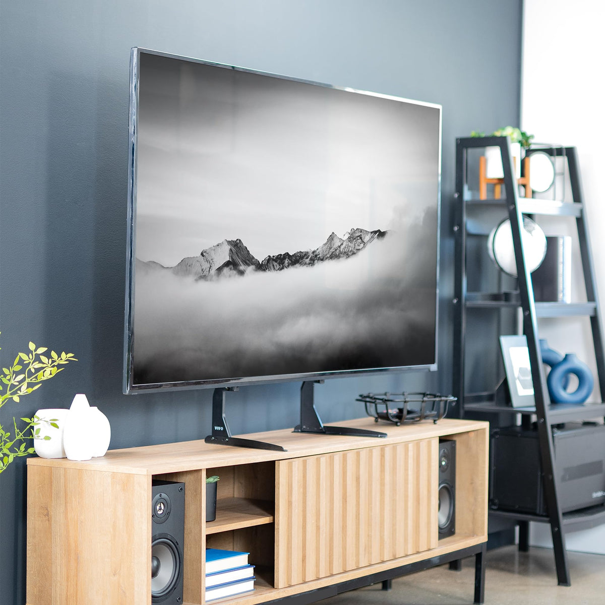 Universal compatibility shows the VIVO stand fitting 22 to 65 inch screens.