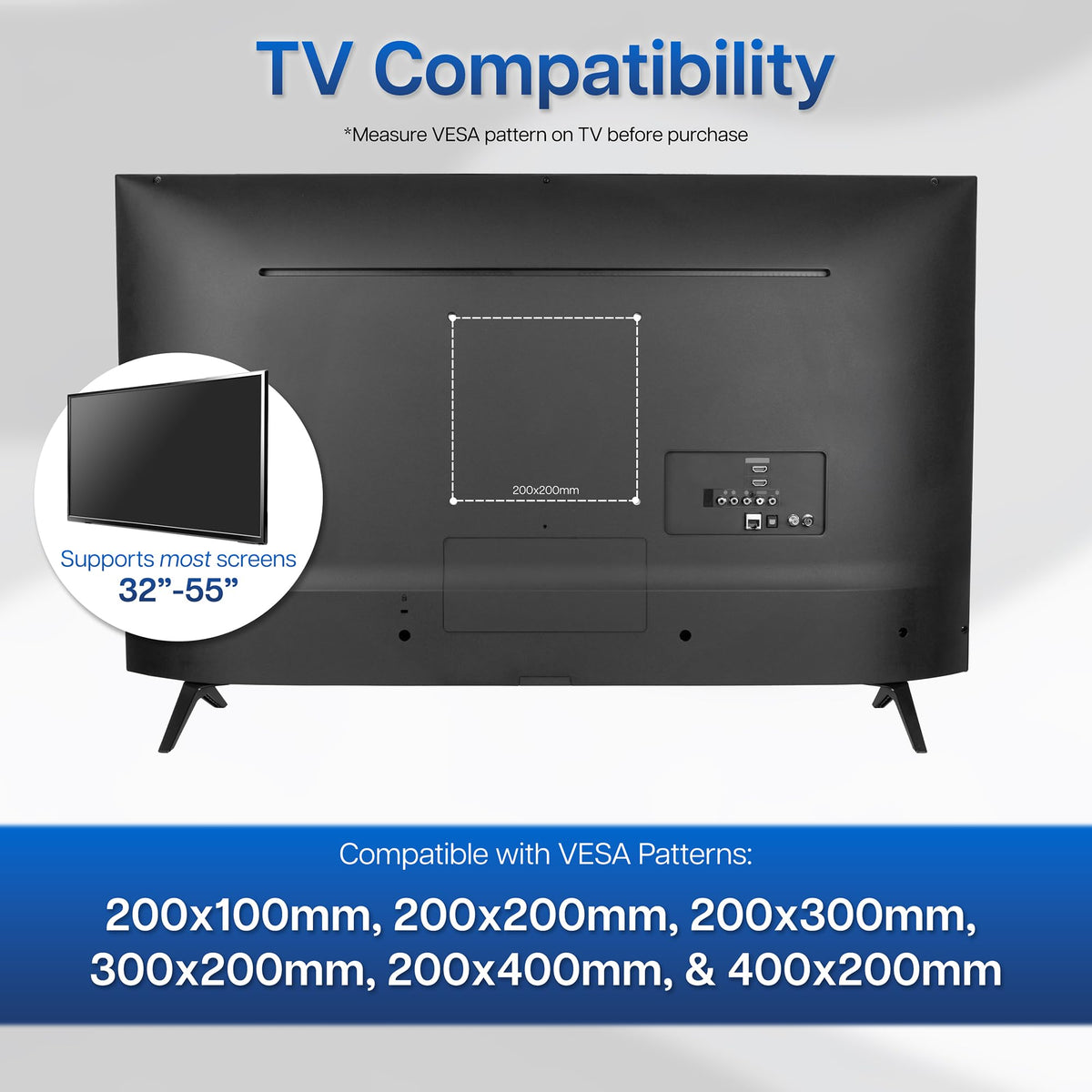 VIVO Steel VESA adapter plate installed on TV demonstrates secure fit.