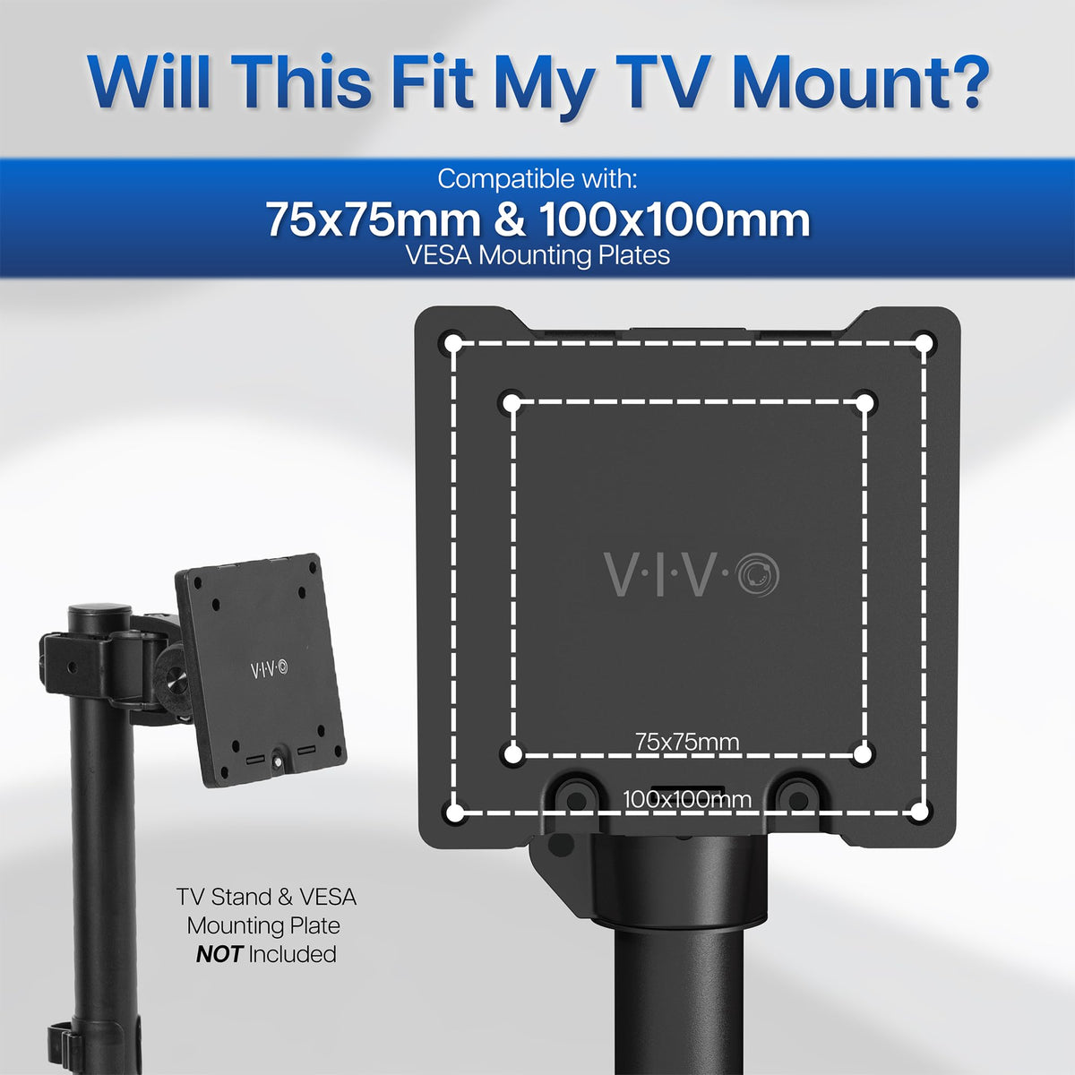 VIVO Steel VESA adapter plate side profile highlights slim design.