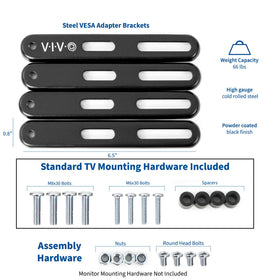 VIVO steel VESA extension brackets closeup steel build highlighting durable, long-lasting support.