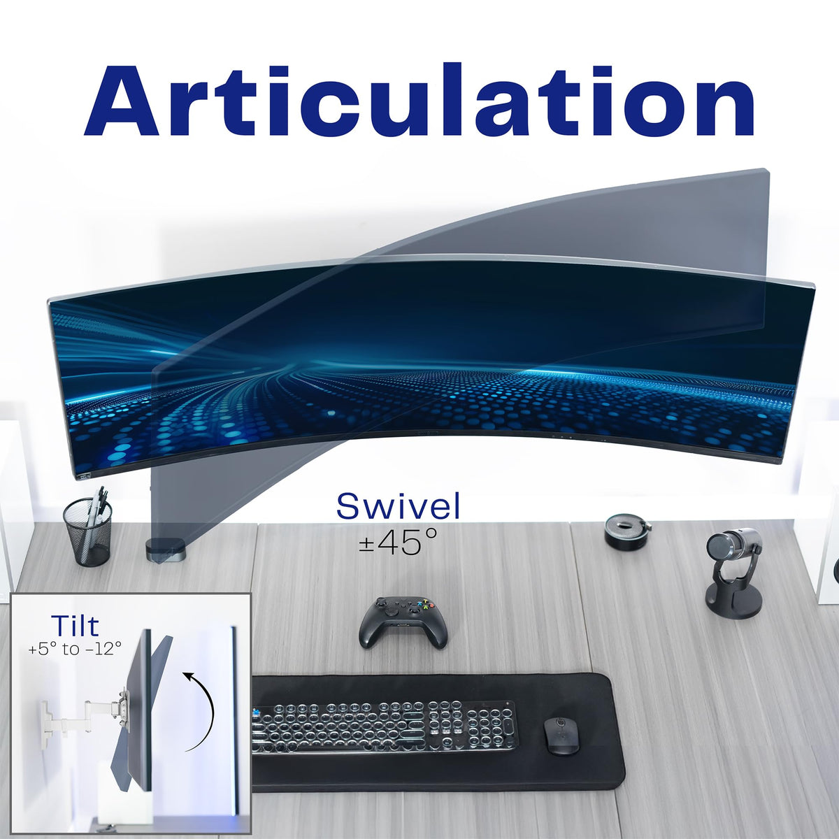 VIVO heavy-duty steel construction supports robust ultrawide setups.