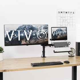 VIVO arm tilted and swiveled to show flexible ergonomic viewing angles