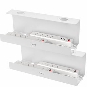 VIVO tray front packaging shows two white under-desk holders for tidy cables