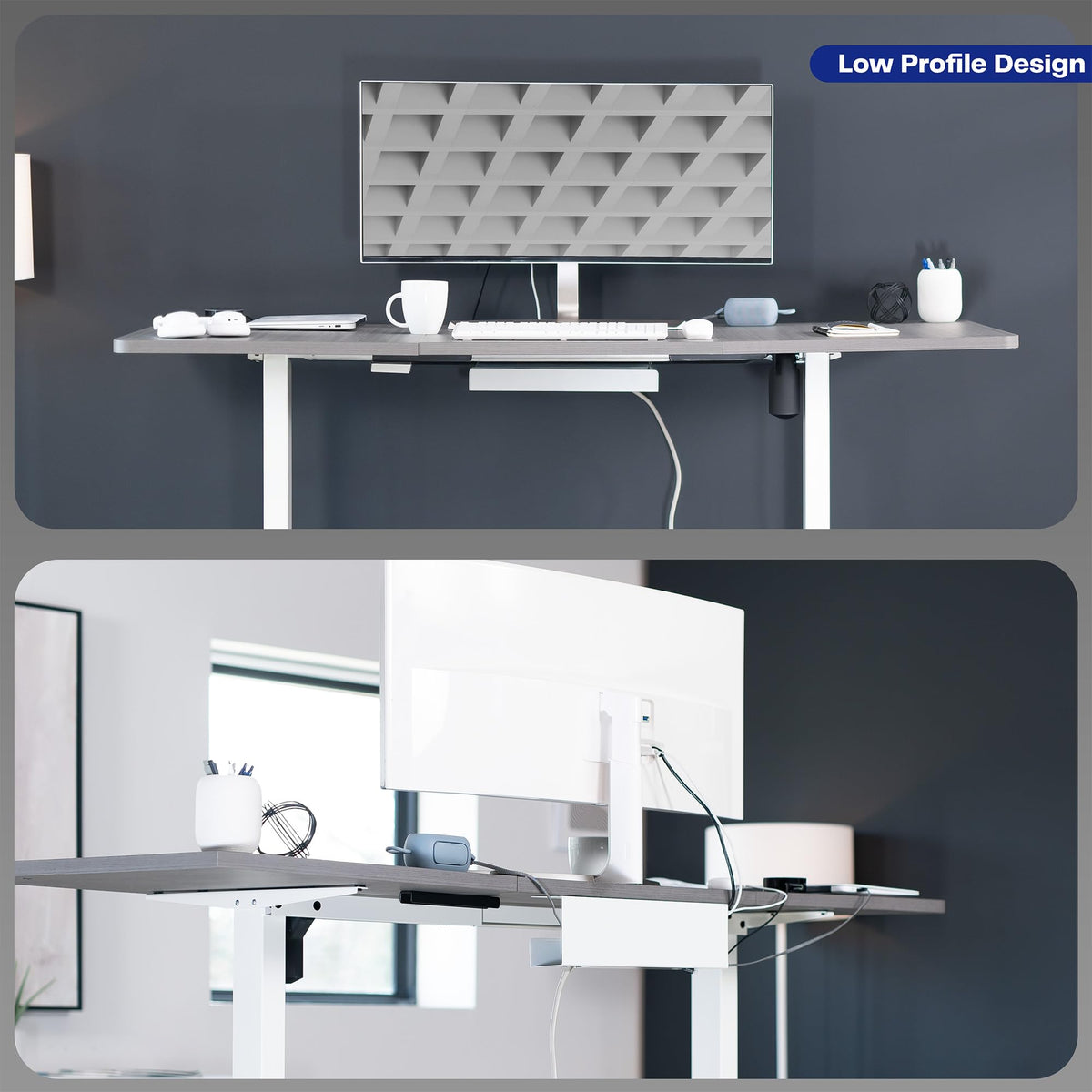 VIVO tray installed in home office creating a tidy workspace