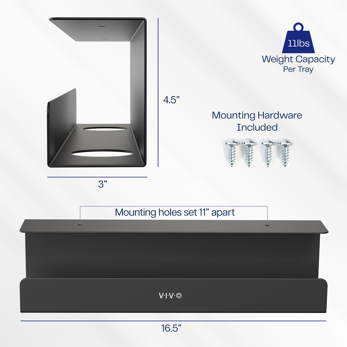 VIVO tray mounted under desk demonstrating safe elevated power storage benefit