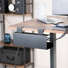 VIVO tray moving with standing desk showing consistent power access benefit