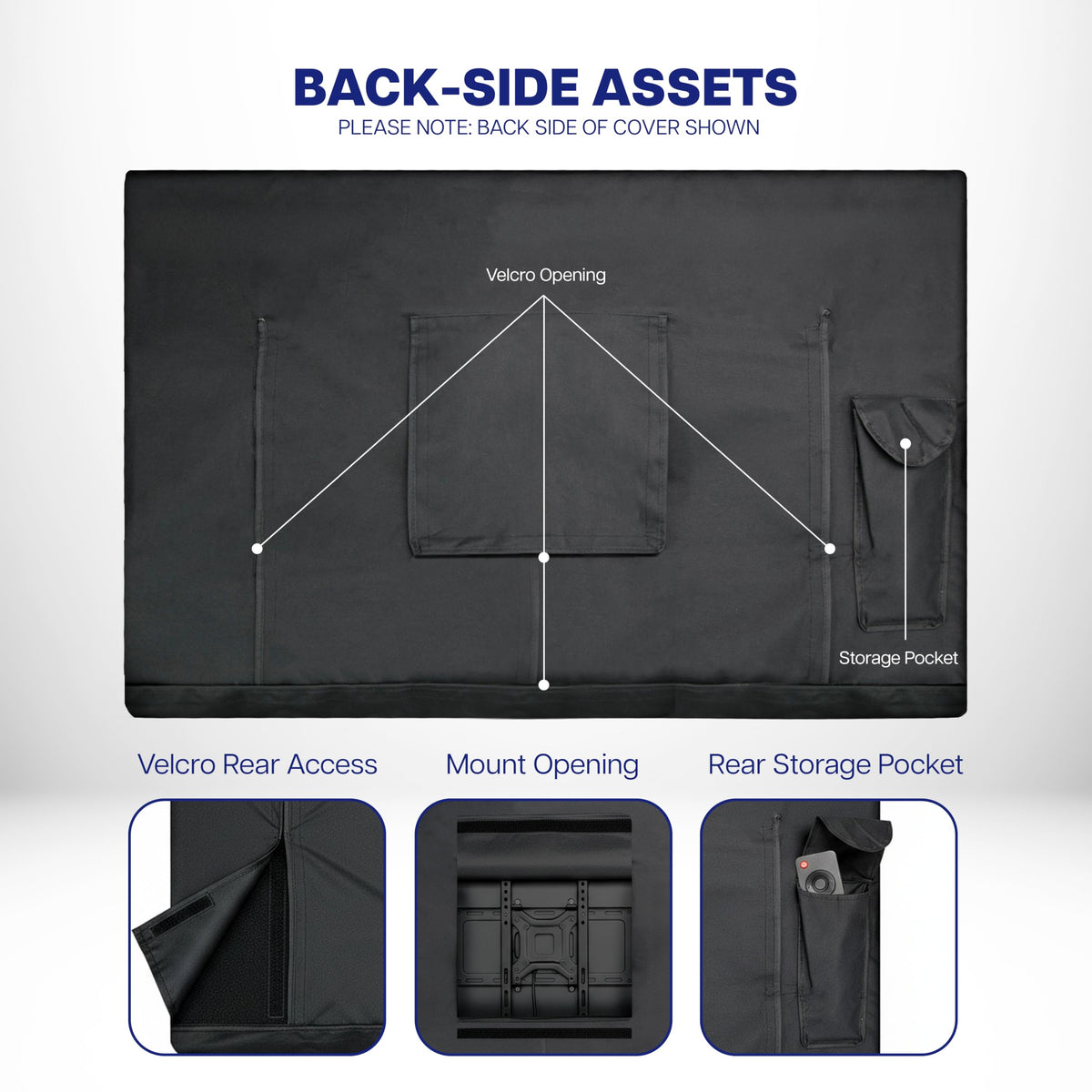 VIVO cover uses velcro seals at bottom and back for secure access