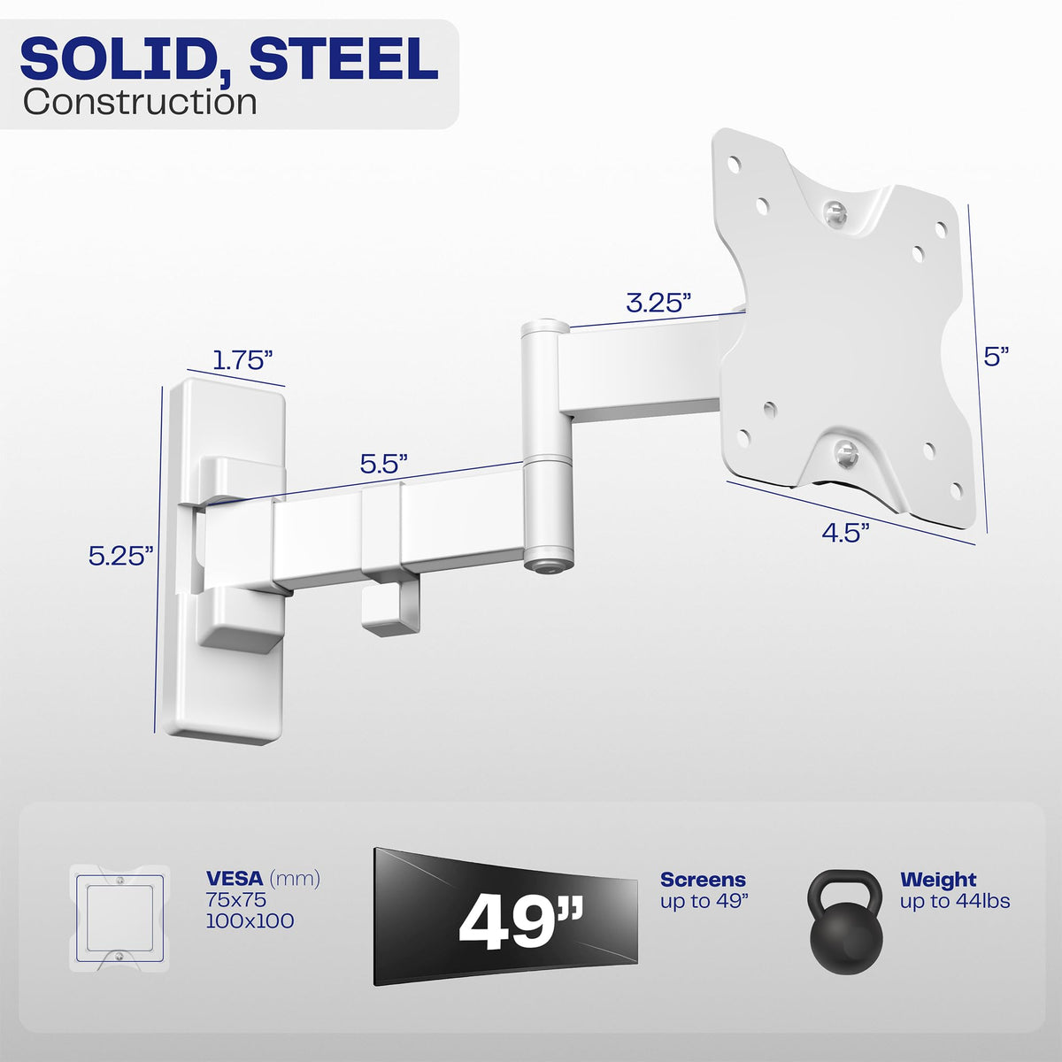 VIVO ultrawide wall mount with low-profile, flat against the wall.