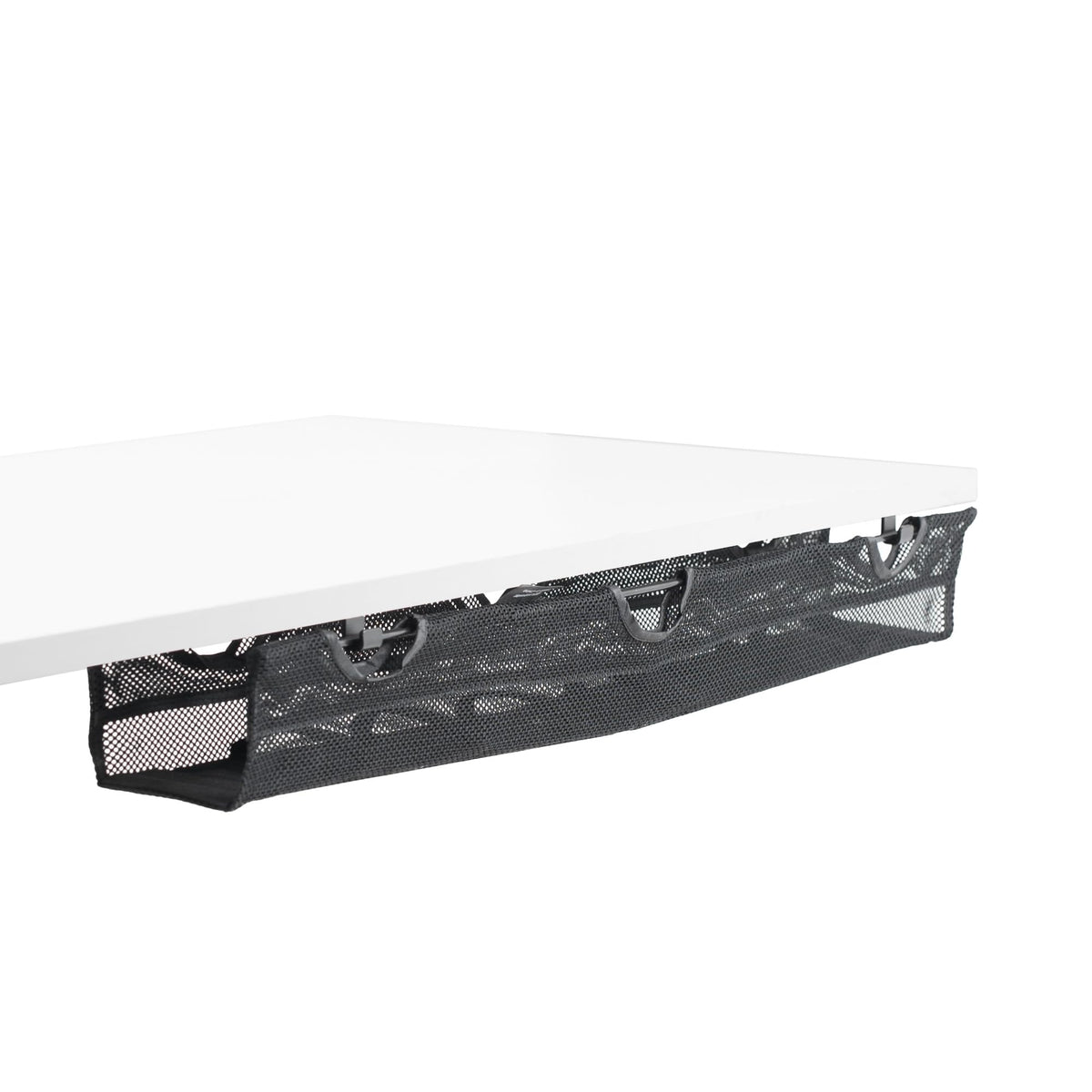 VIVO front view of under-desk mesh keeping cords tidy and safe