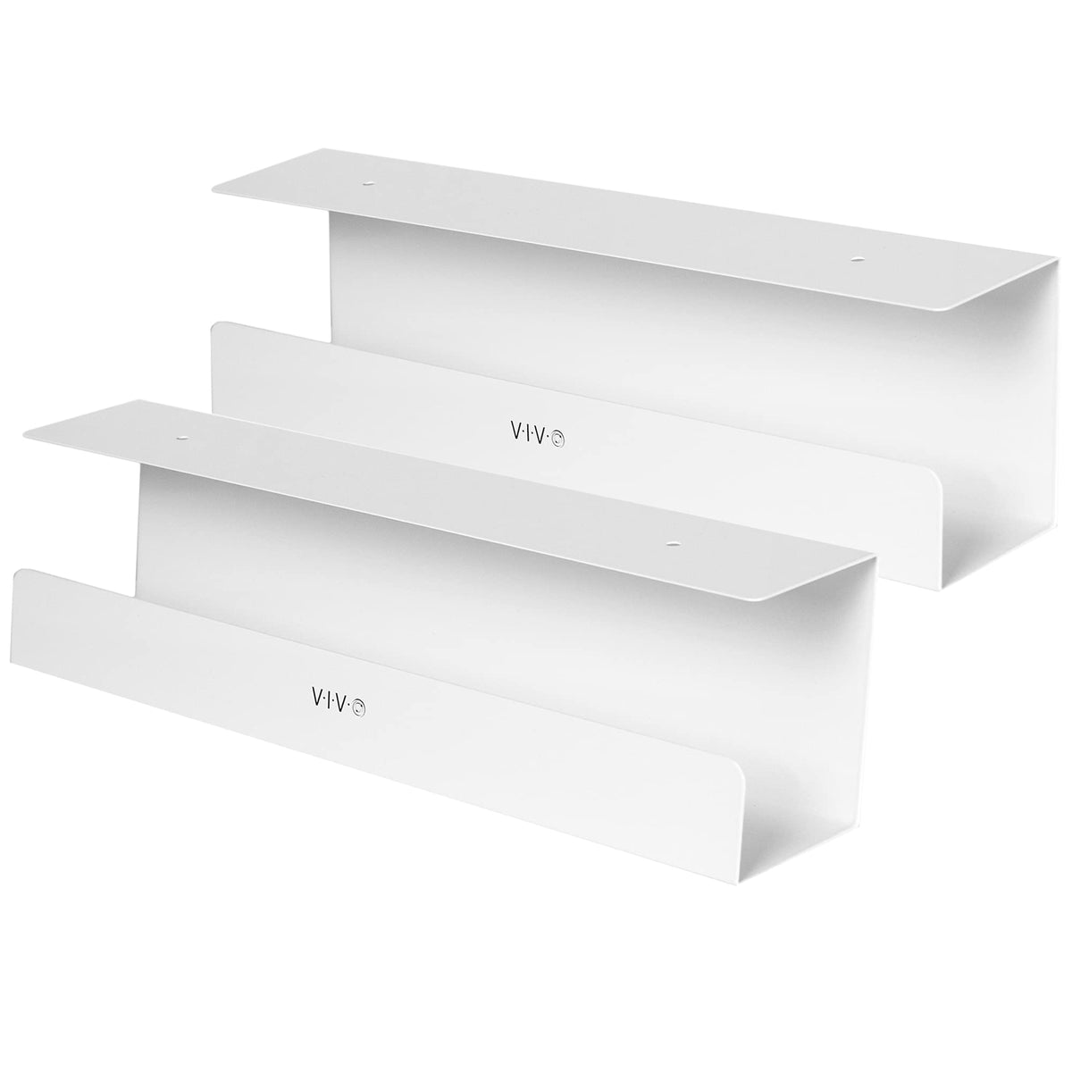 VIVO under-desk tray front view showing neat cable concealment and tidy workspace